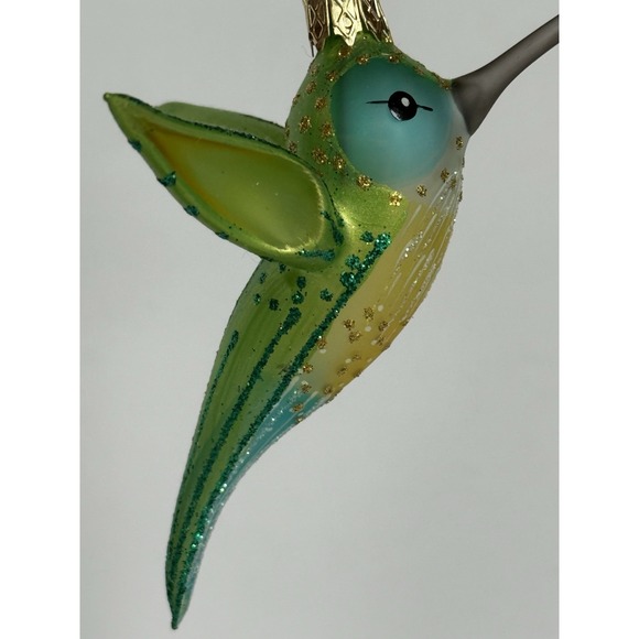 BEAUTIFUL Anthropologie Hand Blown Glass Hummingbird Ornament • Poland • Glitter - Picture 3 of 11